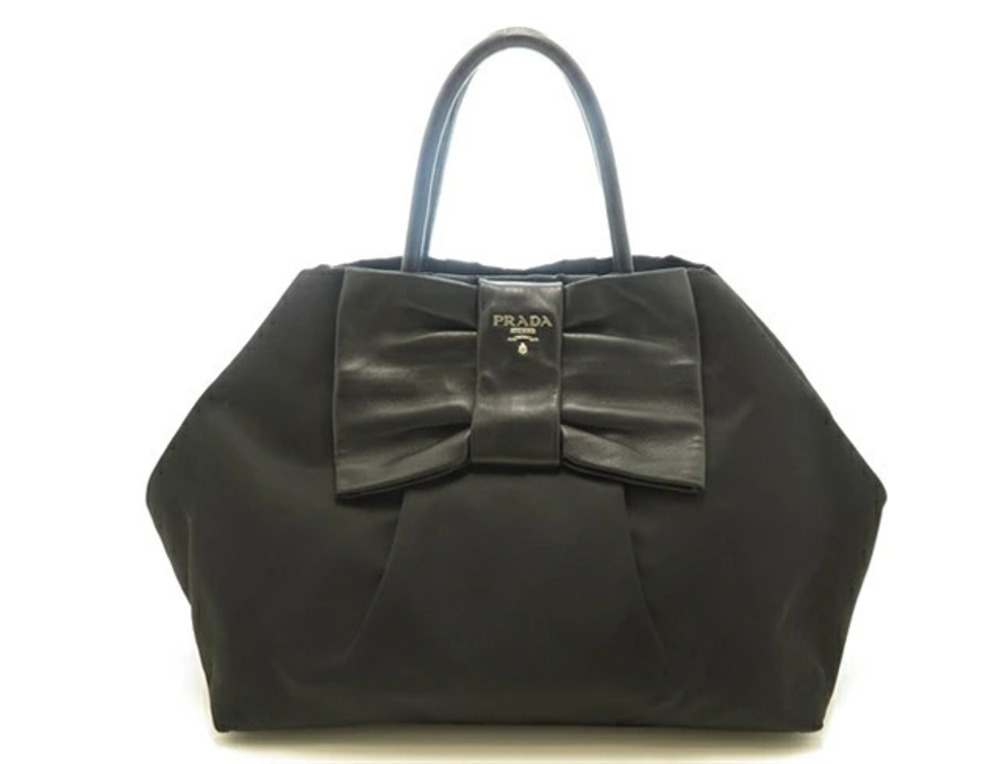 Prada handbag calfskin ribbon black